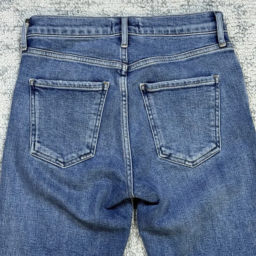 AGOLDE Toni Jeans Women's 24‎ Blue Slim Fit Light Wash Stretch Raw Hem